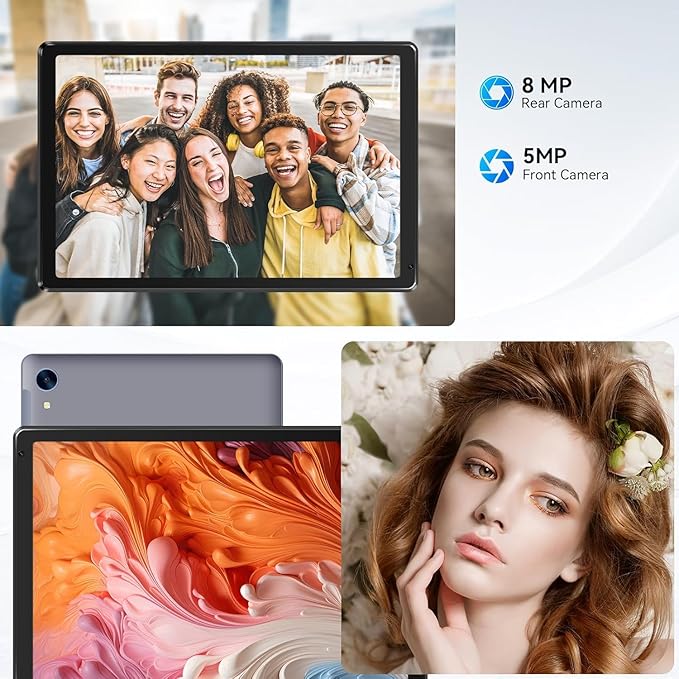 Android Tablet, 10.1 inch Tablets with 1280 * 800 IPS HD Touchscreen, Octa-Core Processor, 10(4+6) GB RAM 128GB ROM, 1TB TF Card Expandable, 5G/2.4G WiFi, BT 5.0,Dual Camera, Google Tablet