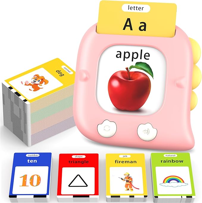 Kidzdo Dinosaur ABCs Learning Toys, 254 Words Talking Flash Cards, Birthday Gifts for 2 3 4 5 6 Years Old Girls, Pocket Speech Language Therapy Toys for Toddlers Ages 2-6, Pink