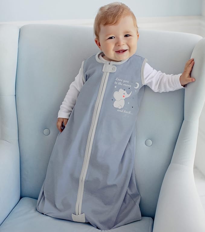Mama Cheetah Baby Sleep Sack 0.5 TOG, Organic Cotton Baby Wearable Blanket with Two-Way Zipper, Swaddle Transition Baby Sleeping Bag for Newborn Infant Toddler Boy Girl, 12-18 Months