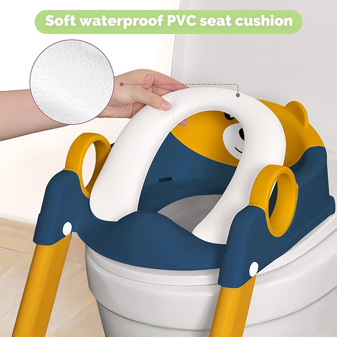 Toilet Seat, Potty Training Seat for Toddler, Upgraded 2-in-1 Potty Toilet Training for Boys and Girls,Waterproof Cushioned Mat with Non-slip Step Stool