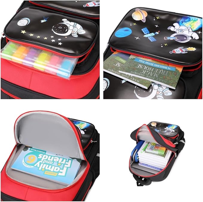 Cartoon Backpack for Boys, 17 Inch Kids Space Backpack for Children Teens Waterproof School Travel Backpacks