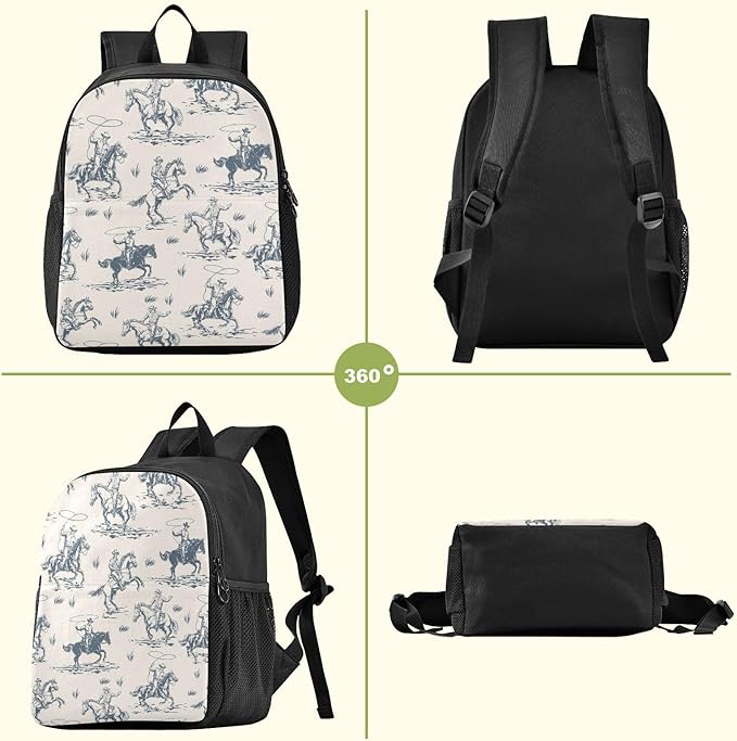Western Cowboy Toddler Backpack Waterproof Mini Backpack Boys/Girls Cute Kindergarten Pre School Bags 13 Inch
