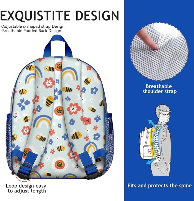 Toddler Backpack for Girls 3-8: Preschool Kindergarten Backpack - Cute Kids Backpacks for Girls Boys-Bee
