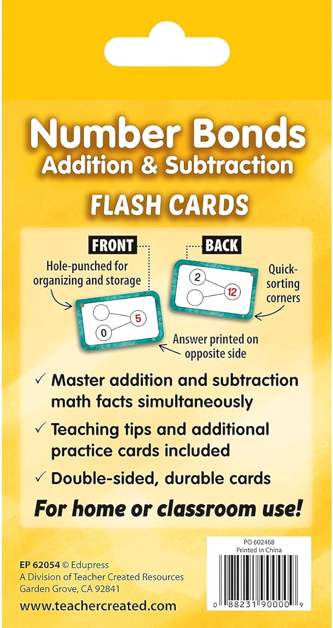Teacher Created Resources Number Bonds Flash Cards - Addition and Subtraction (EP62054)