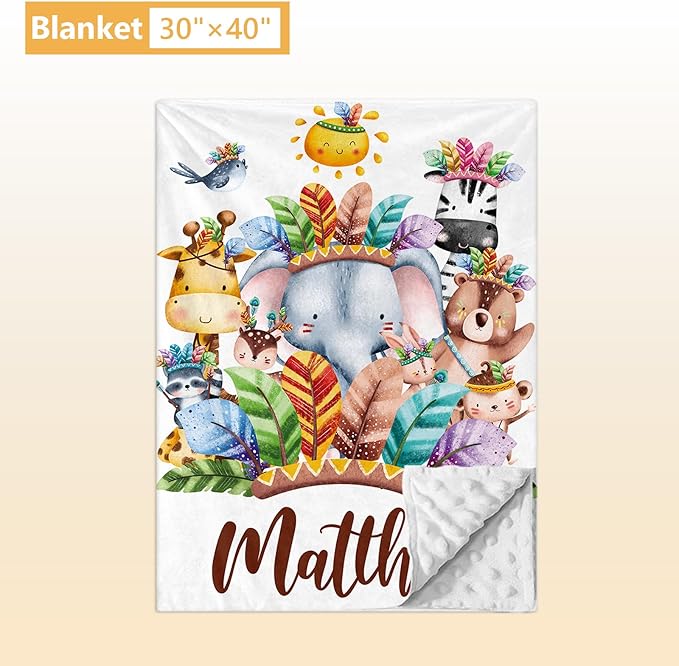 Custom Crib Bedding Set, 5 Pcs Customized Baby Crib Set with Name, Double Layer Baby Bedding Set for Girls Boys, Personalized for Nursery Infants Toddlers, Cute Animals