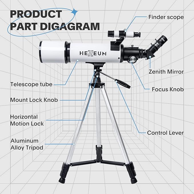 Telescope 80mm Aperture 600mm - Astronomical Portable Refracting Telescopes Fully Multi-Coated High Transmission Coatings AZ Mount with Tripod Phone Adapter, Wireless Control, Carrying Bag.