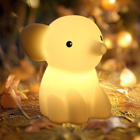 Cute Elephant Night Light for Kids, Adorable Room Decor for Boys Girls Birthday/Christmas Gifts, 5 Color, USB Rechargeable Silicone Night Lamp, Animal Lamp Gift, Safe Nursery Light for Toddlers