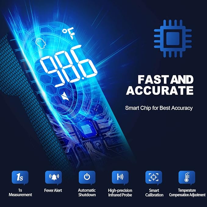 Thermometer for Adults and Kids, Digital Forehead Thermometer with Fever Alarm, Silent Mode & 35-Set Memory, Object 2 in 1 Mode