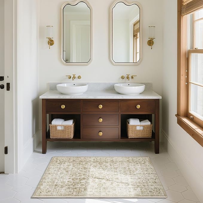 Machine Washable Area Rugs for Entryway: Door Mat Indoor Entrance 2x3 Boho Rug Stain Resistant Non-Slip Low Pile Soft Throw Carpet for Kitchen Front Door Indoor Entrance Entry Bedroom