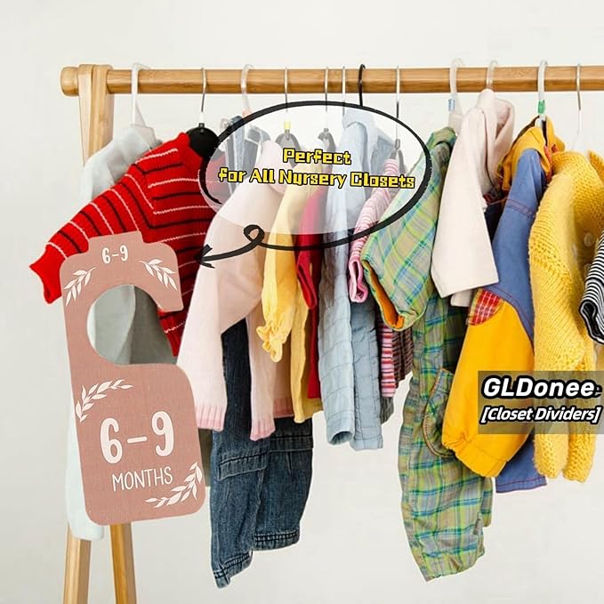 Wooden Baby Closet Dividers for Baby Clothes Organizer,Colorful Baby Closets Organizer for Nursery Decor,Baby Clothes Dividers for Closet Size Hangers for New Mom Dad Parents (Colorful)