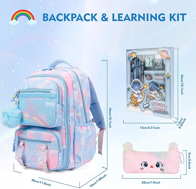 Aesthetic Kawaii Rainbow Backpack