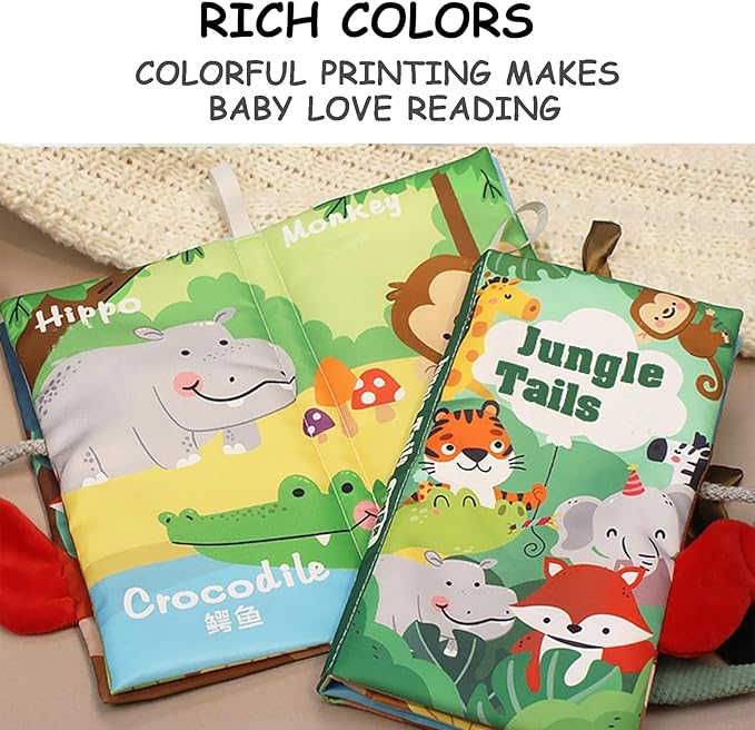 BARMACO Baby Soft Touch and Feel Crinkle Cloth Books for Infants & Toddlers, Learning Toys, Early Development Interactive Sensory Toys, Ocean Animal Tails, Gifts for Boys & Girls