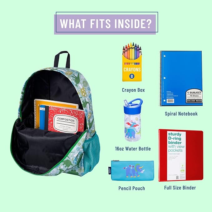 Wildkin 16-inch Kids Backpack – Durable, Padded & Spacious School Bag for Boys & Girls - Dinomite Dinosaurs