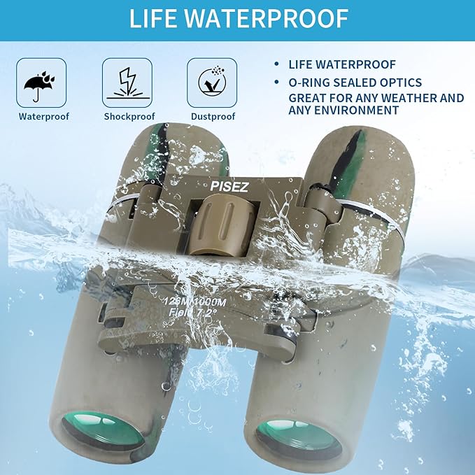 PISEZ 30X60 Compact Binoculars for Adults and Kids，Lightweight Foldable Easy Focus Small Binoculars for Bird Watching Hunting Concert Traveling Theater Opera Sightseeing