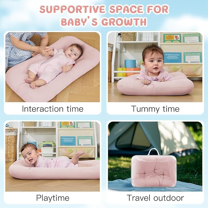 Baby Lounger for Newborn, Bionic Design Baby Lounger, Soft Organic Cotton Breathable Lounger for Infants 0-18 Months (Purple)