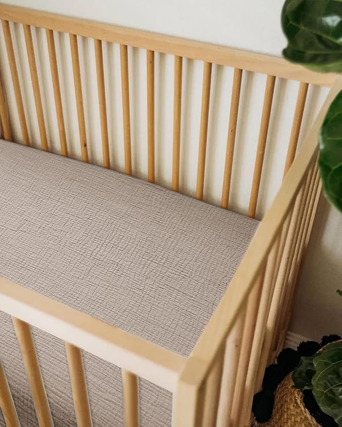 Bassinet Sheet for Baby Boy and Girl, Fitted Sheets for Rectangle, Oval, Hourglass Bassinet Mattress, Muslin Moses Basket Sheets with Neutral Style (Beige)