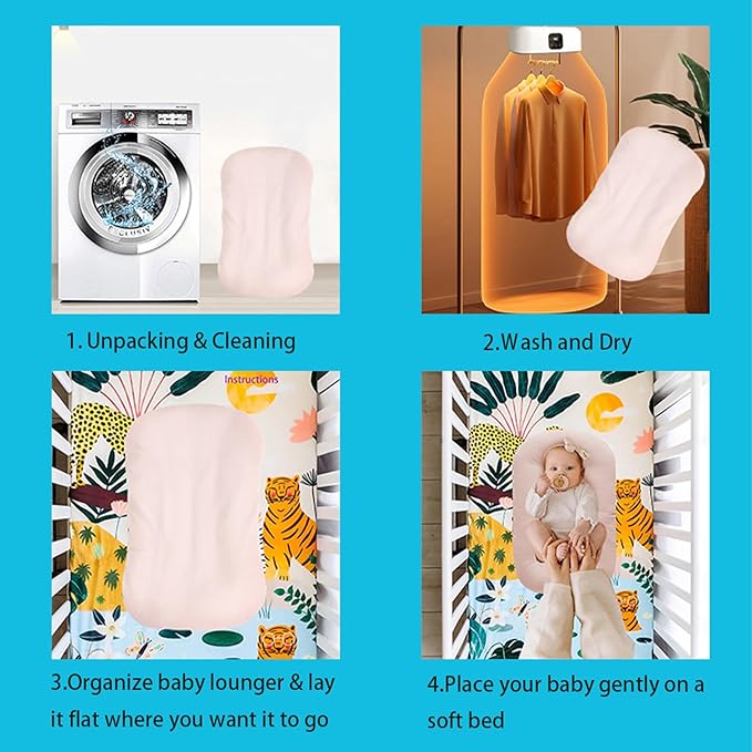 Baby Lounger for Newborns, Baby Nest & Floor Cushion, Soft Cotton, Portable Diaper Changing Pads for Boys & Girls 0-12 Months(Pink)