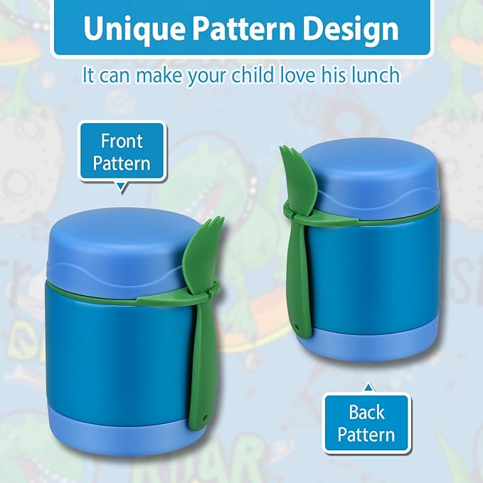 10oz Soup Thermo for Hot Food Kids,Lunch Thermo Kids Food Jar with Spoon Hot Insulated Food Containers,Leak Proof Stainless Steel Wide Mouth Lunch Food Jar for School(Blue)