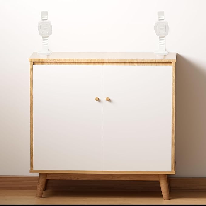 Upgraded No Drill Adhesive Furniture Anchor, Adjustable Anti Tip Furniture Wall Straps for Baby Proofing & Pets, Secure to Playroom, 4 Pack