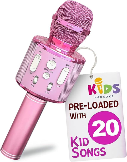 Move2Play, Kids Karaoke Microphone | Includes Pre-Loaded Songs & Bluetooth | Kids Birthday Party Gift | Toy for All Ages 2, 3, 4, 5, 6+ Year Old Girls, Boys & Toddlers