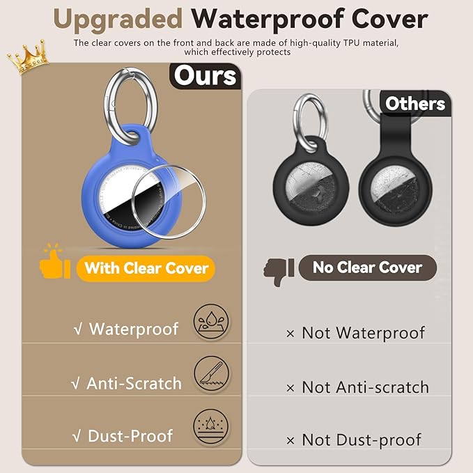 Upgrade Waterproof Airtags Holder with Apple Airtags Keychain, Hard PC Air Tag Case, Anti-Scratch & Shock Air tag Holder,Men's Women's Keyrings & Keychains, for Dog,Car Key,Luggage-Blue