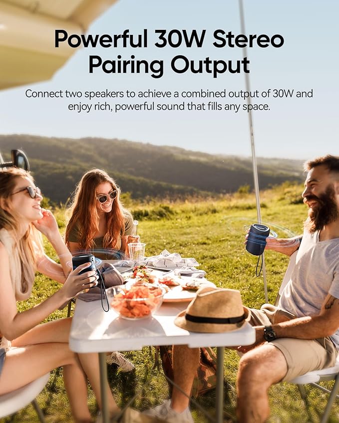 Portable Bluetooth Speaker with Lights, Stocking Stuffers, Powerful Crystal Clear Sound, IPX5 Waterproof, All Day Playtime, BT 5.3, TWS Paring, Small Wireless Speaker for Outdoor, White Elephant Gifts