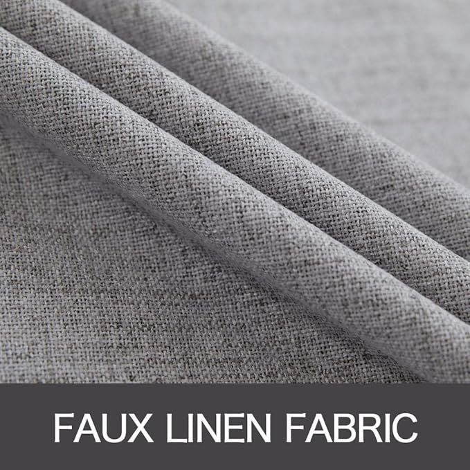 MIULEE Linen Texture Curtains for Bedroom Solid 100% Blackout Thermal Insulated Grey Curtains Grommet Room Darkening Drapes Luxury Decor for Living Room Nursery 52x63 Inch (2 Panels)