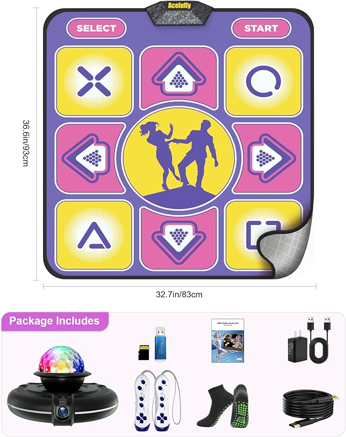 Eletrionic Dance Mat for TV with HD Camera, Non-Slip Dance Pad for Girls Boys, Dance Game Mat Xmas B-Day Gifts for Kids Adults (Purple)