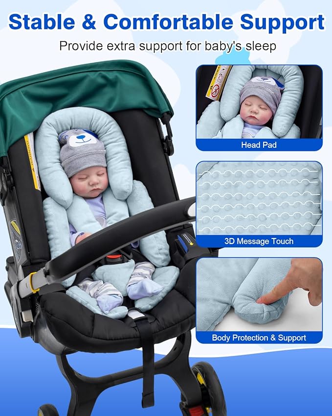 Infant Insert Compatible with Mamaroo Swing & Graco Swing, Thickened Baby Car Seat Head Support with Shoulder Covers, Breathable Newborn Car Seat Insert for Preemie to Toddler