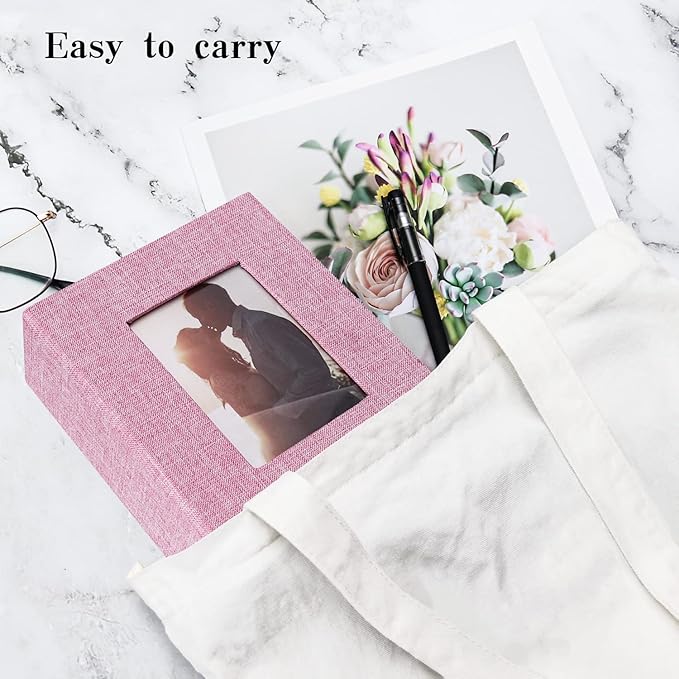 Vienrose Photo Album 4x6 100 Pages Photos Linen Cover Picture Book with Front Window for Baby Wedding Children