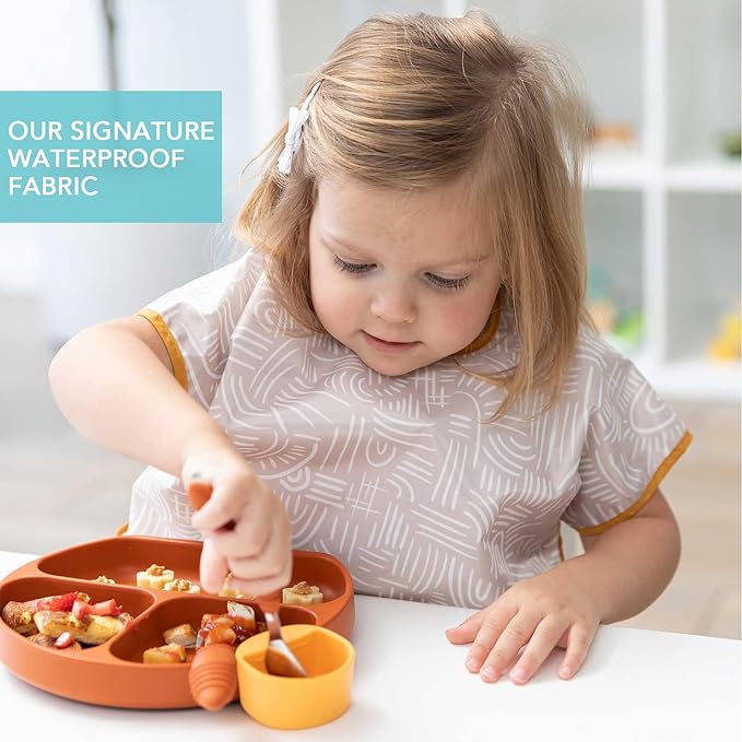 Bumkins Bibs - Toddler Bibs, Waterproof, Large for 1-3 Years, Short Sleeve