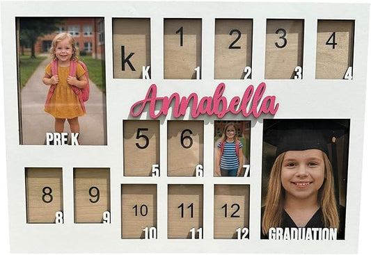School Years Picture Frame Kids School Frame Graduation Photo holder K-12 Picture holder Preschool to Graduation display Photo Collage display Picture Frames pre K-12 Years(PRE K-Graduation)