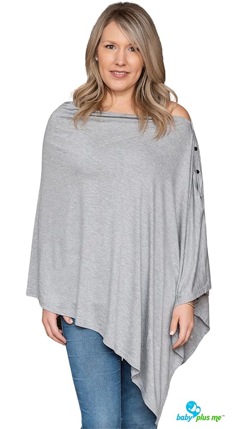 Nursing Cover for Breastfeeding - Multi Use - Nursing Blanket – Poncho Style with Buttons - Stretchy Baby Car Seat Canopy - Nursing Cover Scarf