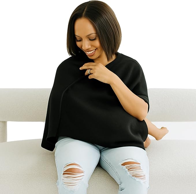 Breathable Nursing Cover Poncho – Stylish Multi-Use Breastfeeding Scarf, Car Seat Cover & Baby Blanket for Modern Moms