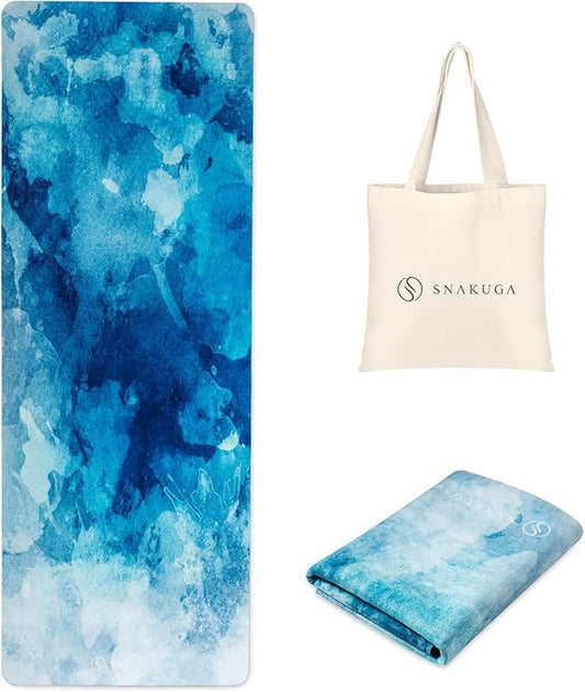 Travel Yoga Mat, Non Slip Exercise Suede Mat with Carry Bag, All-Purpose Fitness Mat with High Density Anti-Tear Surface for Women, Ideal for Pilates Workout (72'' x 24'' x 1.5mm Thick)