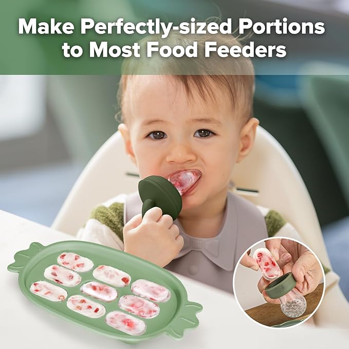 Haakaa Baby Popsicle Mold - Baby Food Maker & Breastmilk Teething Freezer Tray - BPA Free Silicone-Green