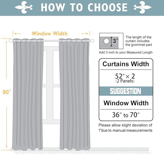 ChrisDowa 100% Blackout Curtains 90 inch Long for Bedroom with Black Liner, 2 Thick Layers Total Blackout Thermal Insulated Grommet Long Window Curtains 2 Panels Set (Stone Blue, 52 x 90 Inch)