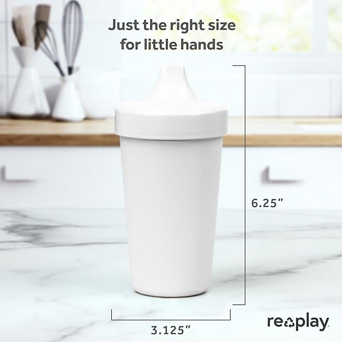 Re-Play Sippy Cups for Toddlers - 10 Oz. Reusable Spill Proof Cups for Kids, Dishwasher/Microwave Safe - Made in USA - Set of 3-3.13" x 6.25" - Seashell