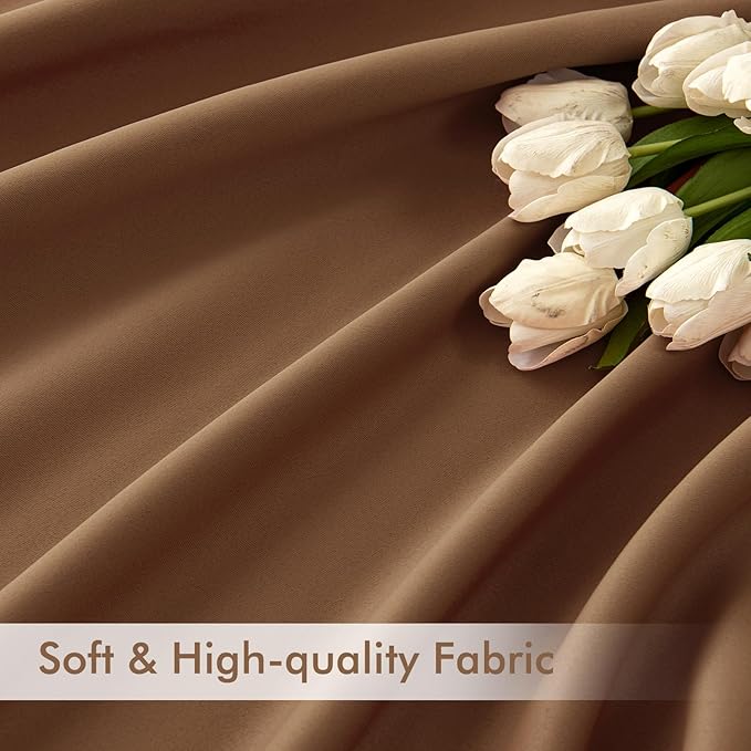 MIULEE Back Tab Blackout Curtains 120 Inch Long 2 Panels Set for Living Room Bedroom, Rod Pocket/Pinch Pleated Extra Long Thermal Insulated Room Darkening Light Blocking 10FT Drapes, Cappuccino Brown