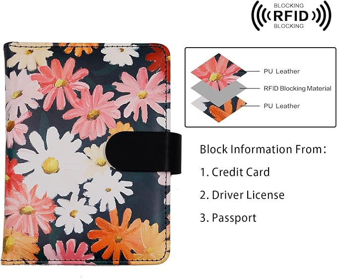 Melsbrinna Rfid Passport Holder for Travel women/Men, Cute Passport Wallet Rfid Blocking Card Slots, Rfid Passport Cover/CaseTravel Wallet, Passport Book Holder (1, Black1)