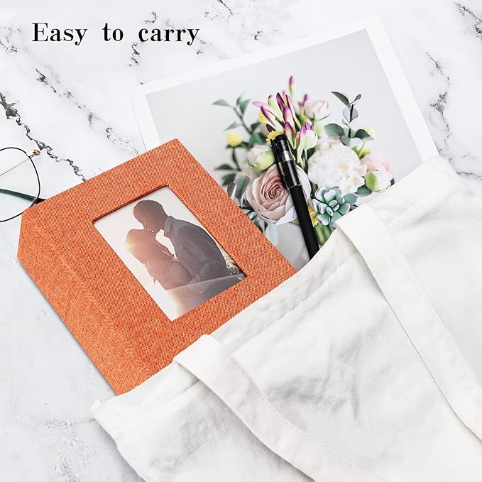 Vienrose Photo Album 4x6 100 Pages Photos Linen Cover Picture Book with Front Window for Baby Wedding Children