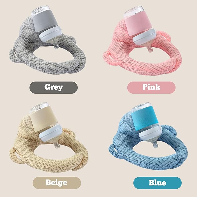 Bottle Holder Pillow, Plush Feeding Support Pad - Relieve Hand & Wrist Soreness, Adjustable Nursing Pillow, Grey