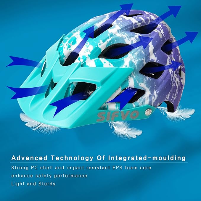 Kids Bike Helmet, SIFVO Kids Helmet 8+ Boys and Girls Bike Helmet with Cool Visor, Bike Helmets for Kids, Youth Bike Helmet Kids Mountain Bike Helmet Lightweight and Sturdy【55-58cm】