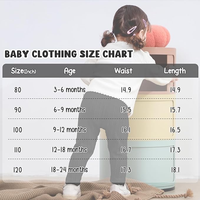 U·nikaka Toddler Baby Girls Pants Ribbed Infant Pants Leggings Toddler Baby Girl Bottoms Leggings 2 Packs