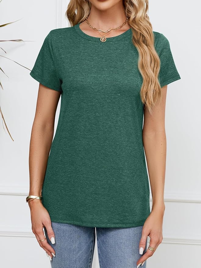 Soft Short Sleeve Shirts for Women, Crew Neck T Shirts for Women Loose Fitting Lightweight Top Basic Tee Shirt