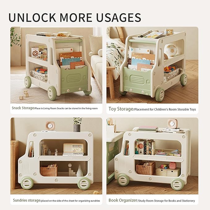 Toy Organizers And Storage For Kids, 2 Layers Toy Storage Cabinet Toys Organization Chest With Bins Multipurpose Toy Storage Box For Nursery, Playroom, Bedroom, Living Room（Green/No Blockes