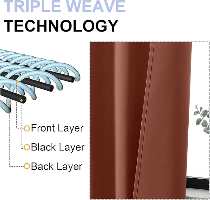 Simplebrand Ava Terracotta Short Blackout Curtains for Bedroom 54 Inches Long 2 Panels Set, Solid Thermal Insulated, Energy Saving Window Treatment Curtains Blackout Drapes, W40 x L54 Inch, Terracotta