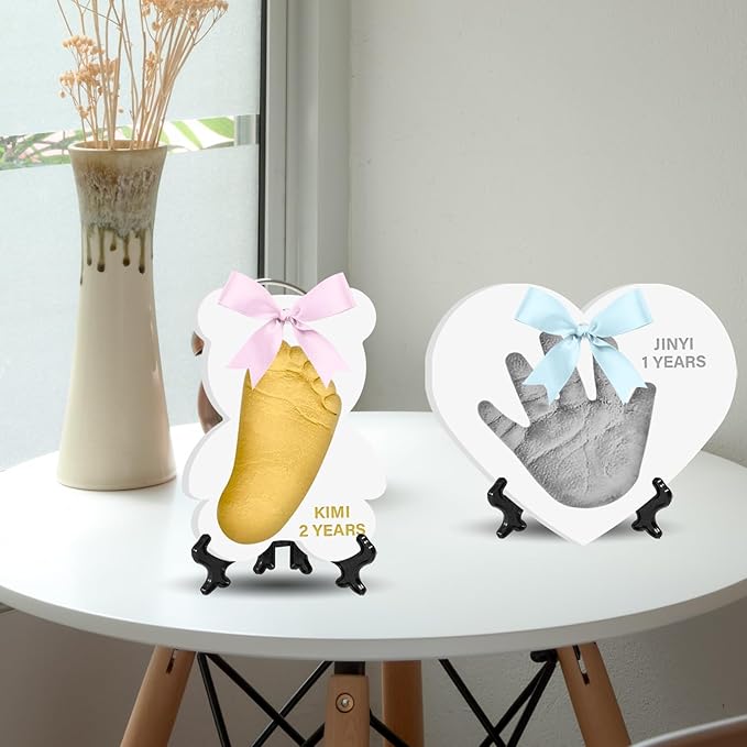 Baby Hand & Footprint Keepsake Kit - Personalized Handprint Footprint Ornament for Newborn Babies, New Mom Gifts, Baby Shower & Registry, Nursery Picture Frame, Pet Paw Print Ornament