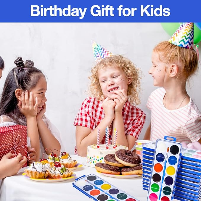 42 Pack Watercolor Paint Set for Kids, 12 Colors Watercolors Paints with Paint Brush, Kids Watercolor Paint Set for Party Favor, Classroom.