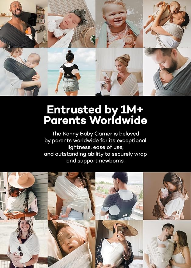 Konny Baby Carrier Flex AirMesh with Head Support- Adjustable, Easy to Wear Baby Wrap Sling, Perfect for Newborn Babies Essentials up to 44 lbs (XS-XL) - Pale Pink